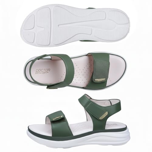 Image of DOCTOR EXTRA SOFT Women's Ultra Lightweight Sandals with Memory Foam Cushion|Stylish & Comfortable|Casual & Non-Slip|Diabetic & Orthopedic Flip Flops with Adjustable Strap Ladies & Girls New-D-610
