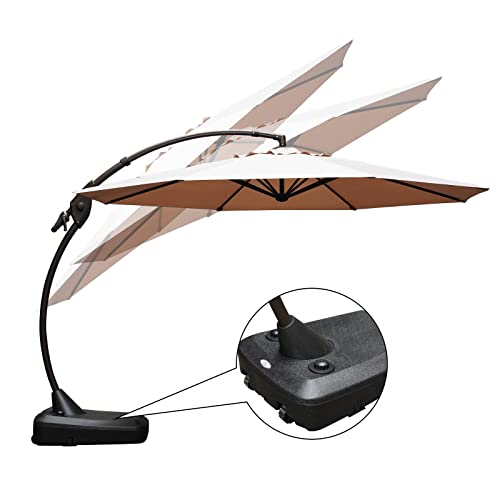 Grand Patio Outdoor 12 Ft Offset Sunbrella Umbrella, Curvy Aluminum Cantilever Patio Umbrella With Base (Beige) #TOP4