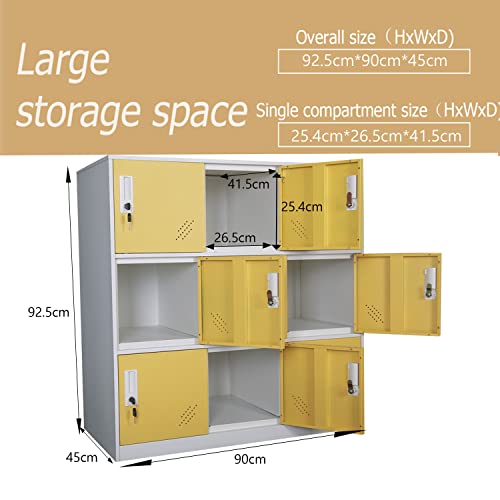 MECOLOR Living Room Organizers and Storage Small Metal Storage Cabinet with Lock for Toy and Cloth and self Belonging Storage (Yellow, 9D)