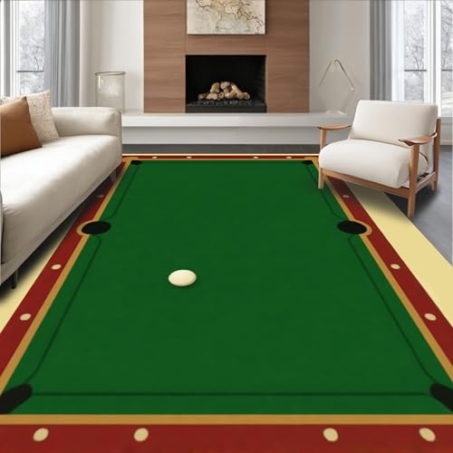 Flatwoven Area Rug 8x10 ft, Pool Table Billiards Design,