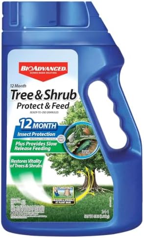 BioAdvanced 12 Month Tree and Shrub Protect and Feed, Granules, 4 lb, Insect Killer, Tree Fertilizer & Plant Food