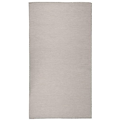 Tapis d'extérieur à tissage plat gris 80x150 polypropylène robuste - 2
