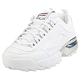 Paneles laterales perforados Fila Disruptor 2a - Tenis para Mujer, Blanco y Cromado, 37.5 EU