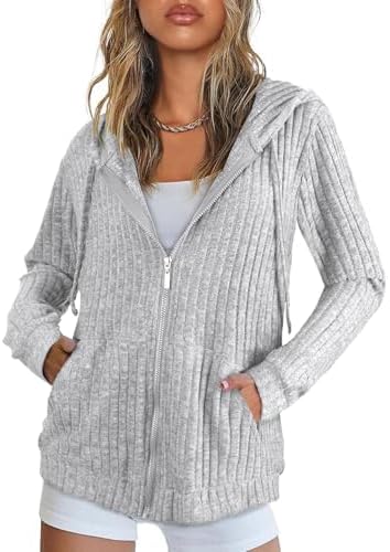 Flikity Hoodie Damen Reißverschluss Sweatjacke mit Kapuze Sweatshirt Jacke | Basics Kapuzenpullover Damen Zip Hoodie Jacke Leichte Frühling Sommer Herbst Kleidung