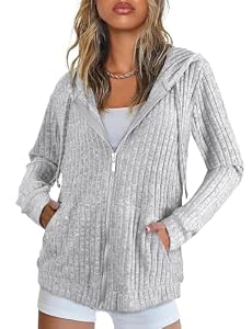 Flikity Zip Hoodie Damen Reißverschluss Sweatjacke mit Kapuze Basics Kapuzenpullover Damen Jacke Frühling Sommer Herbst Kleidung