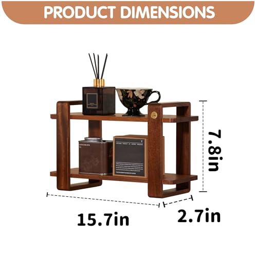KAOTGOT Coffee Station Organizer for Kitchen Walnut Wooden Countertop Mug Holder 2 Tier Wooden Cup Organizer Stand Shelf by KAOTGOT - Image 2