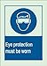 Brady 90196 Glow-In-The-Dark Self-Stick Polyester Bradyglo Personal Protection Sign, 10" X 14", Legend "Eye Protection Must Be Worn (with Picto)"