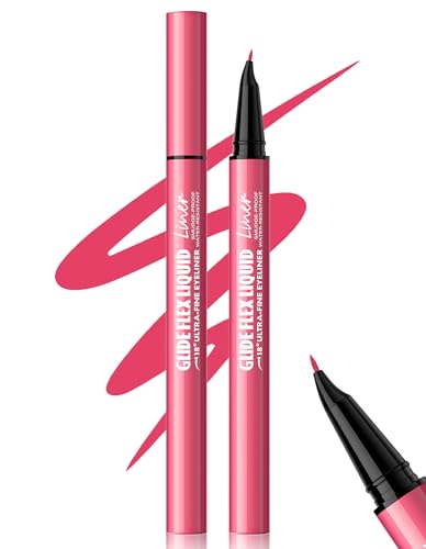 Erinde Eyeliner Rosa Metálico, Punta Precisa Inclinada a 18°, Lápiz Ojos Waterproof, Delineador de Ojos Metálico, Alta Pigmentación, Resistente al Agua y a la Transferencia #07
