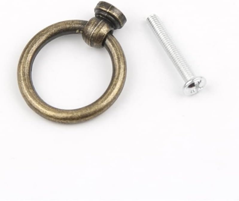 Bronze Back Mounted Screw Single Hole Puller Drawer Cabinet Vintage Chinese Furniture Zinc Alloy Round Ring Hanging Pull Small Knob (1)