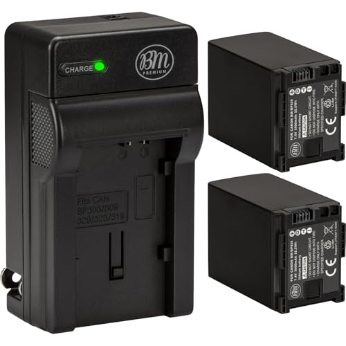 BM Premium 2 BP-828 Batteries and Charger for Canon VIXIA HF G50, HF G60, HF G70, XA40, XA45, XA50, XA55, XA60, XA65, XA70, XA75, GX10, HFG40, HFM41, HFM400, XA10, XA11, XA15, XA20, XA25, XF400, XF405