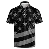 NELife 4th of July Mens Polo Shirt Short Sleeve American Flag Performance Golf Shirts Quick Dry Tennis Collared T-Shirt, 4XL