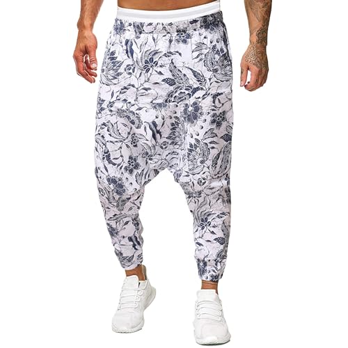 Pantalon baggy homme grandes tailles fin élastique style sarouel été