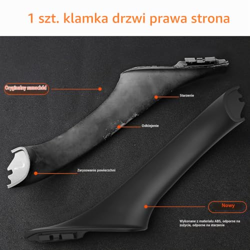 TTCR-II Kompatybilny z klamką BMW serii 5 F10/F11, klamka do drzwi wewnętrznych, prawa, wewnętrzna klamka, osłona klamki, uchwyt do drzwi wewnętrznych 5 F10 F11:520 523 525 528 530 535 (2010-2016