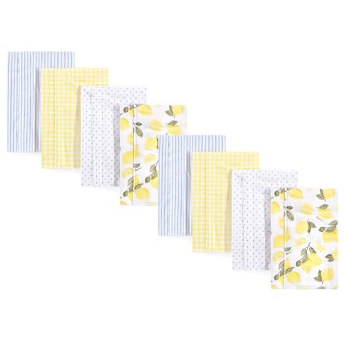 Image of Hudson Baby Cotton Poly Flannel Burp Cloths Multipack, Lemons 8-Pack, One Size