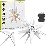 goobay 64788 LED Weihnachtsstern 3D Ø 56 cm/Stern mit 18 Zacken und Timer/Weihnachtsdeko/ für...