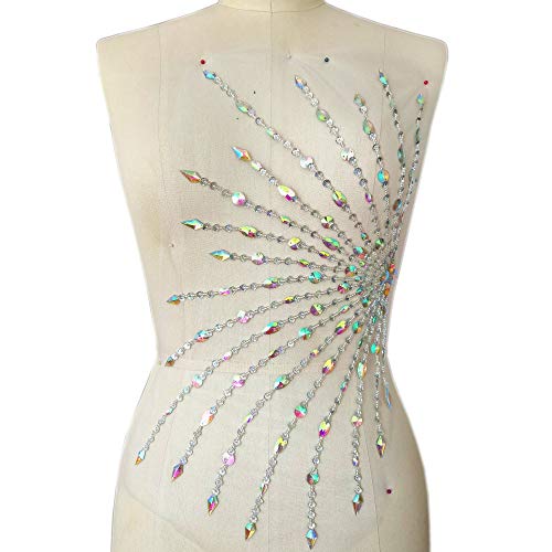 Applique strass jaune AB 25x47cm éblouissante motif à coudre