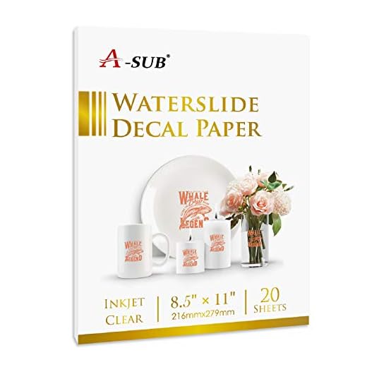 A-SUB Waterslide Decal Paper for Inkjet Printers 20 Sheets Clear Water Slide Transfer Paper 8.5x11 in for DIY Tumbler, Mug, Glass Decals