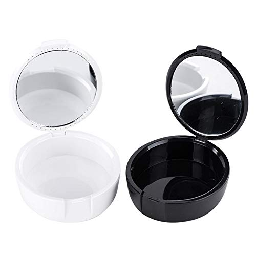 gotyou 2 Pezzi Scatola Protesi Dentaria,Contenitore Portaoggetti per Protesi Dentaria Ortodontica,Custodia per Specchio,Scatola Protesi Portatile, Contenitore Porta Protesi(Nero,Bianco)