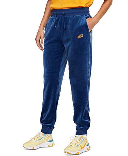 Nike Women's Sportswear Velour Heritage Comfy Plush Velour Joggers, Blue, L