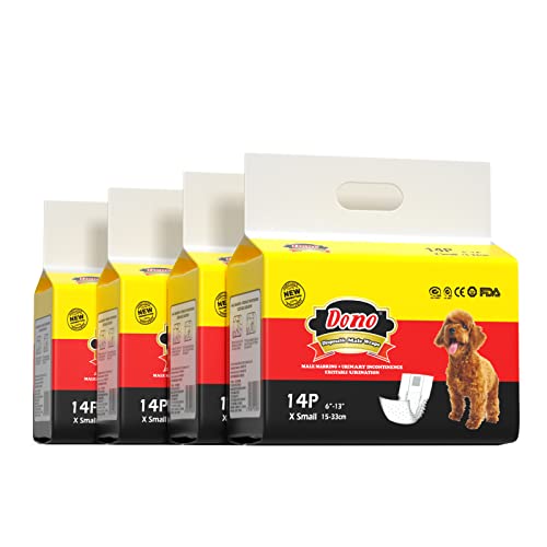Pañales desechables para perros Dono Los envolturas para perros para perros Pañales suaves súper absorbentes para mascotas, que incluyen cuatro tamaños, pañales con indicador de humedad