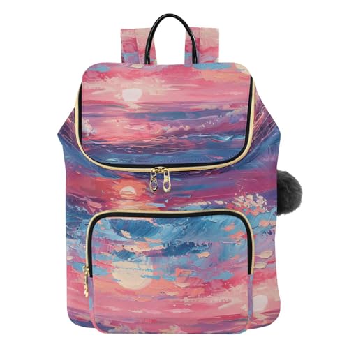 KLL Sunrise over The Sea Backpack for Women Stylish Lightweight Ladies Travel Backpack for Gym Work Travel