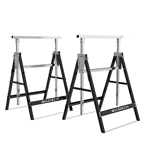 Set de 2 caballetes de Trabajo telescópicos Plegables de 300 kg, Ideales como arrastrador de pontones, Banco de Trabajo y Soporte de Corte de Vigas.