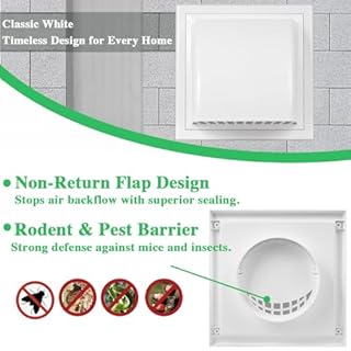 SL-JIJI 6 Inches Exhaust Hood Vent Cap,Outside Dryer Vent Cover with Rain Cover, Indoor/Outdoor HVAC Dryer Vent Duct Cover, Outside Wall Vent Cowl,Louvered Air Vent Grille (white)