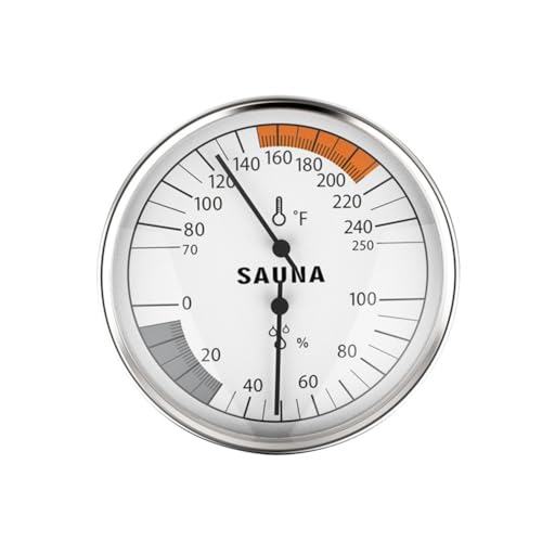 Vibsky Fahrenheit Thermomètre hygromètre pour sauna avec étalonnage automatique Argenté