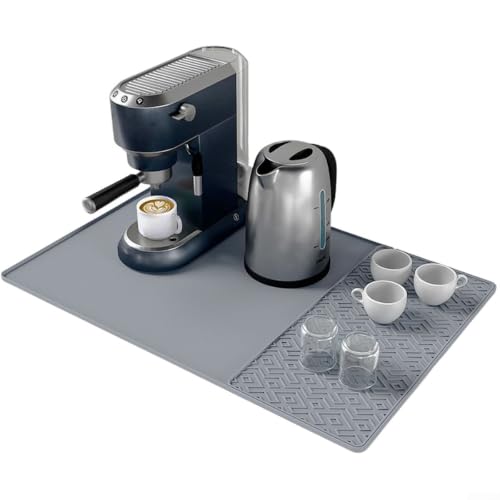 Alfombrilla de silicona para cafetera, protector de mesa y escurridor de cocina gris 2