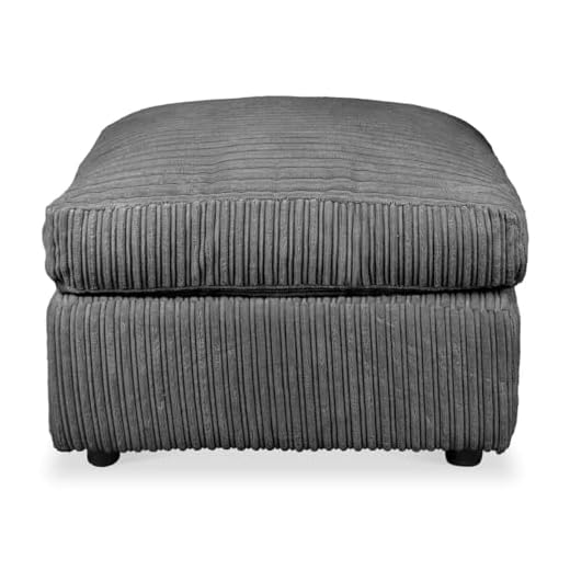 Generic jumbo cord fabric essential footstool large size (Grey), apk1414