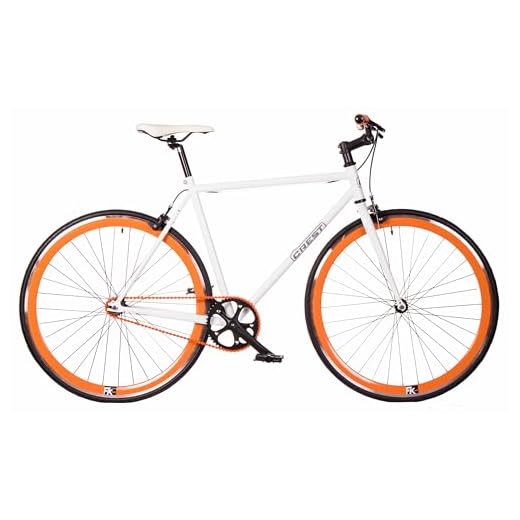 FK Cycling Bicicleta Fixie Single Speed Rueda Libre 700c 28", Bici Urbana Carretera Blanca Naranja (M 530)
