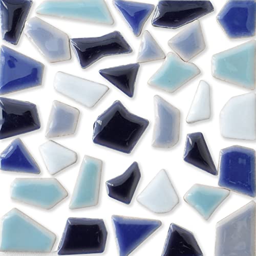 Viociwuo Ceramic Mosaic Tiles For Crafts Bulk 200G, Irregular Shape 0.5X2 Cm Mosaic Assortment Crafts Supply For Diy Picture Frames Handmade Coasters Art Material Decoration(Mixed Blue) #TOP20