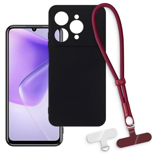 OAGELIM 2-in-1�ی�P�[�X�ƃ��X�g�X�g���b�v Oukitel C6 2025 �Ƃ̌݊������� ���O���\�ȃ��j���[�h�t���d�b�J�o�[�A����~�ߕ����h�~�O���b�v�n���h�� (�u���b�N + ���b�h)