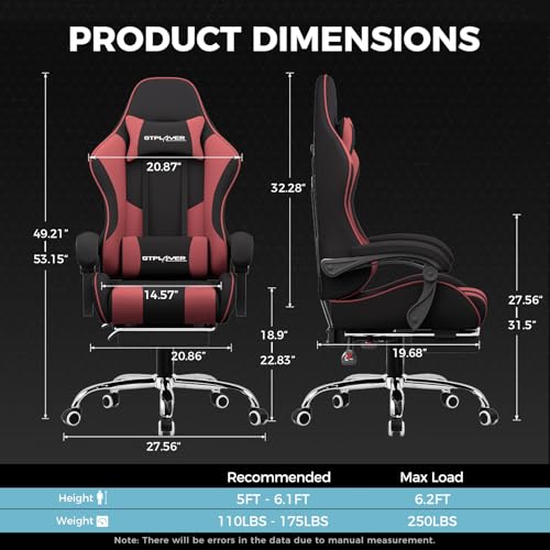 Image of LUCKRACER Gaming Chair for Adults, High Back Computer Office Chair, Red