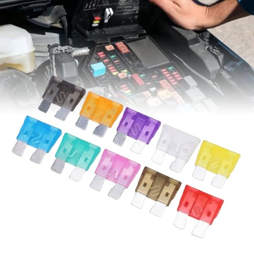 Kit de fusibles para automóvil mini, 100 piezas con diferentes amperajes de 2A a 35A, con soporte organizador miniatura 5