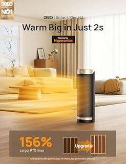DREO Space Heater for Indoor Use, 16 inch Portable Electric Heater with Remote for Bedroom, 1500W PTC Ceramic Fast Heating with Thermostat, Overheating &Tip-Over Protection, 70°Oscillating, 12H Timer