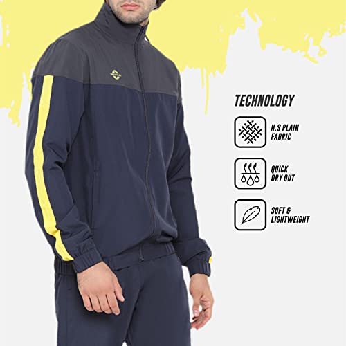 Image of Nivia Carboxy - 2 Track Suit /Sportswear Regular Fit Track Suits /Athletic Gym Running Jogging Suit Set (Black /Dark Grey /White, L)