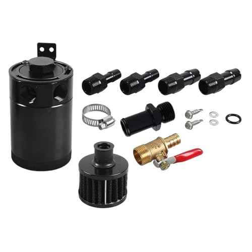 Depósito de aceite para coche, 2/3 puertos, universal, con deflector, separador de aceite y aire de aleación de aluminio Depósito Refrigerante Depósito(2 hole air filter)