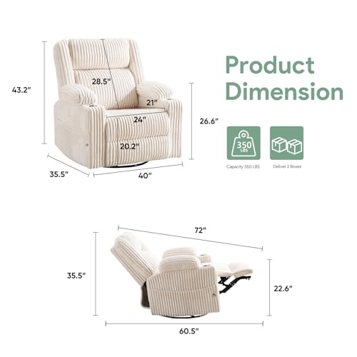 Sillón reclinable de terciopelo beige cómodo miniatura 2