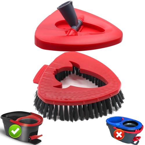 Spin Mop Scrub Brush Replacement Head and Mop Base Compatible for O Cedar EasyWring 1 Tank System, Floor Scrubber Brush Triangle Hard Bristle for Bathroom Kitchen Pool, Glass and Tile Walls