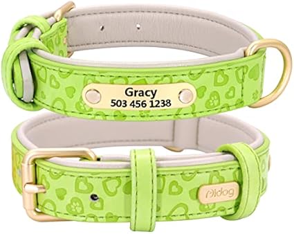 YUEHAN Collar De Perro Collar De Perro Personalizado De Cuero Suave Collar De Cachorro Personalizado Collares De Pitbull Impresos Productos para Mascotas para Perros Pequeños Medianos Grandes