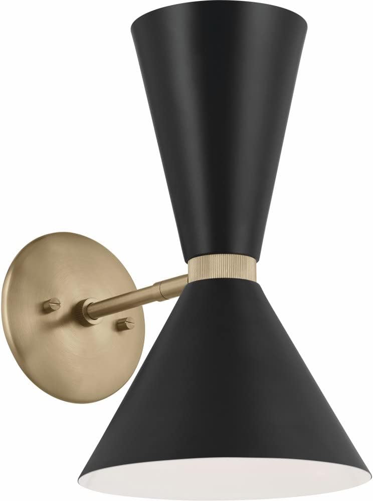 Kichler Phix 13.5 Inch 2 Light Wall Sconce in Champagne Bronze with Black