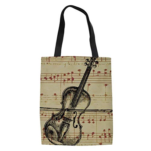 Beauty Collector Violin Canvas Tote Shoulder Handbag Shopping Gift Bag for Party