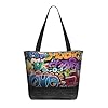 kkvhhyuo Graffiti Hip Hop Print Tote Bag for Women, Large Capacity Shoulder Bags Handbags for School Work Shopping Travel Daily Use #3