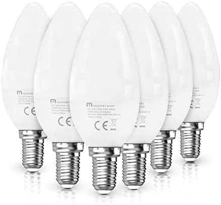MASTERY MART E14 LED Candle Light Bulbs, Non Dimmable 5000K Daylight White, 4.9W (40W Incandescent Equivalent), C37 SES Small Edison Screw Bulb, Ultra Bright 470LM, 6 Pack