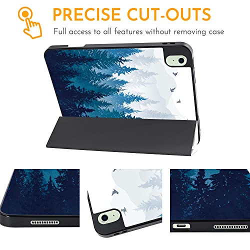 Hi Space Ipad 10Th Generation Case 10.9 Inch 2022 Forest Painting Mountain Cover New Ipad 10 Gen Case Nature Scenery Drawing Ipad 10.9 Inch Cover With Pencil Holder Ipad 10Th Gen 10.9 Trifold Stand #TOP3