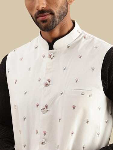 Image of SOJANYA (Since 1958 Men's Silk Blend Exquisite Daman Embroidered Nehru Jacket