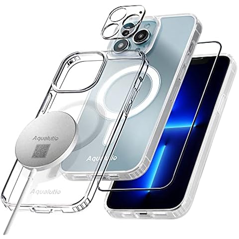 Value Care Pack Gift Box for iPhone Pro Max. Magnetic Wireless Charger, + Tempered Glass Screen Protector + Camera Lens Protector Case, Clear Case for iPhone Pro Max 6.7 Inch [Not-Yellowing] Cover