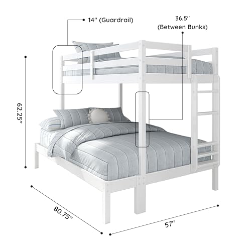 image for Grain & Grove Bear Twin Over Full Bunk Bed, Sturdy Bunk Bed Frame for 