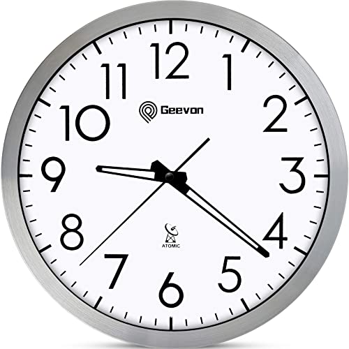 Geevon Atomic Wall Clock, 12" Analog Digital Wall Clocks Battery Operated For Living Room/Kitchen/Bedroom/Office/School–Sets Automatically #TOP11